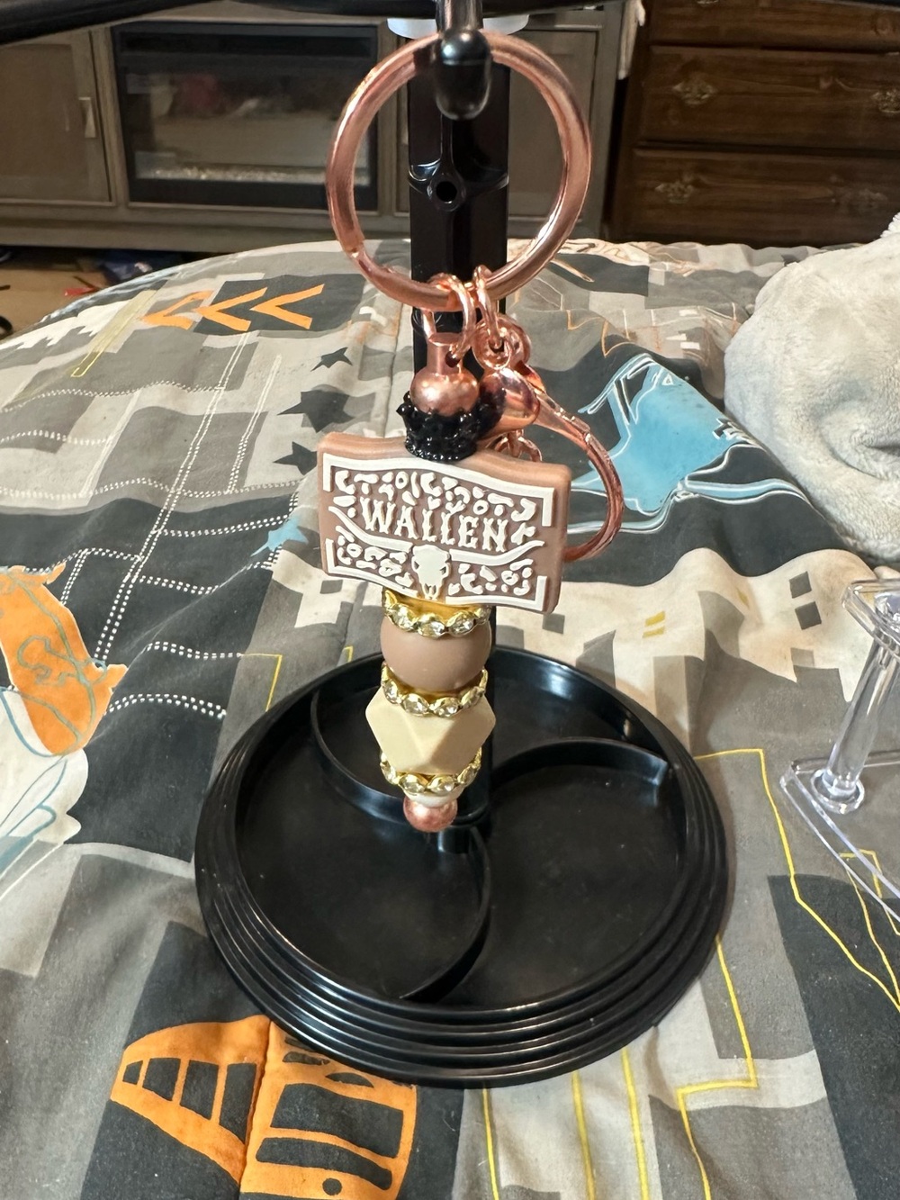 Walleny Rose Gold and Blush Keychain Card Holder Charm